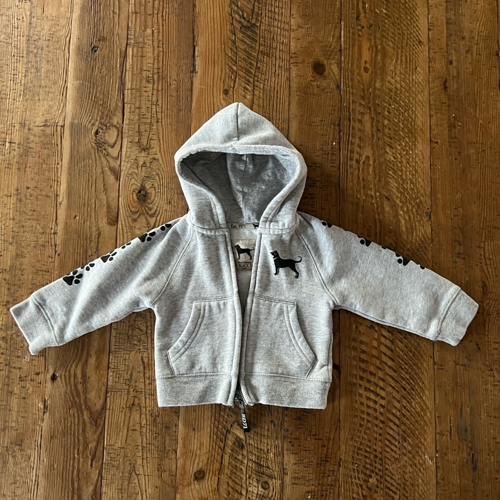 The Black Dog Gray Kids Hoodie with Paw Prints